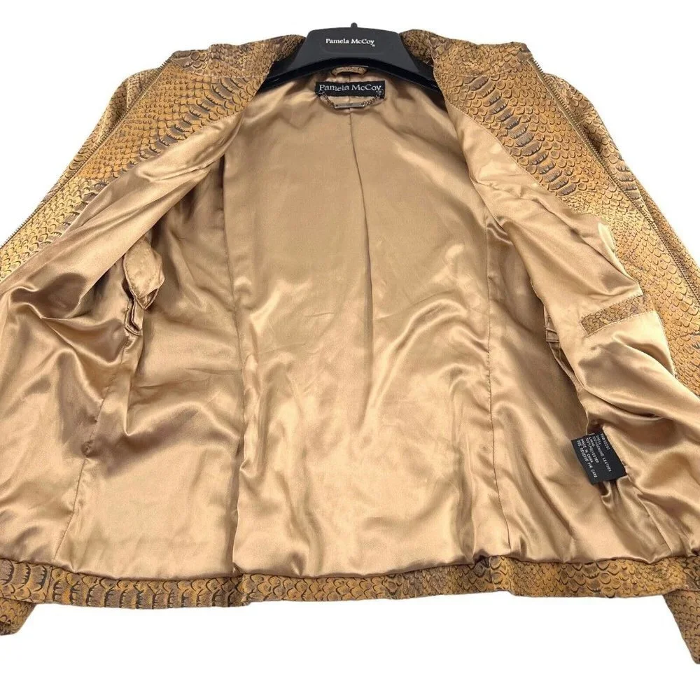 Pamela McCoy Women’s Size Medium‎ Leather Jacket Snakeskin Full Zip